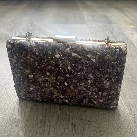 Elegant Purple Sequin Clutch Bag - Picture 2 of 6